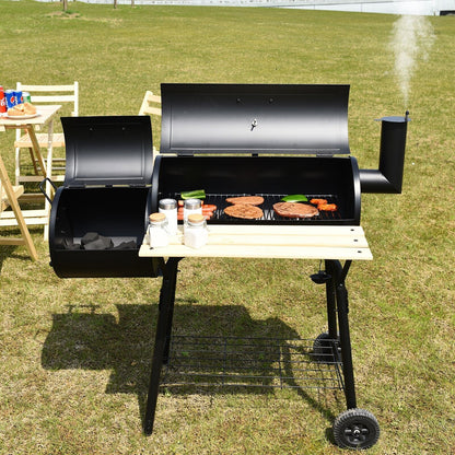 Smart Charcoal BBQ Grill with Wheels and Shelves for Camping Picnic Party