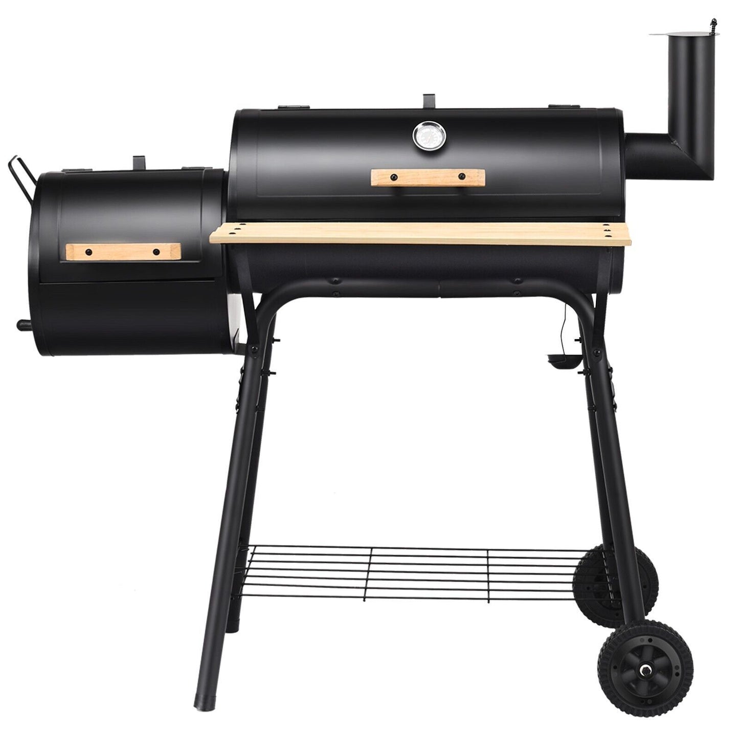 Charcoal BBQ Grill with Wheels and Shelves for Camping Picnic Party