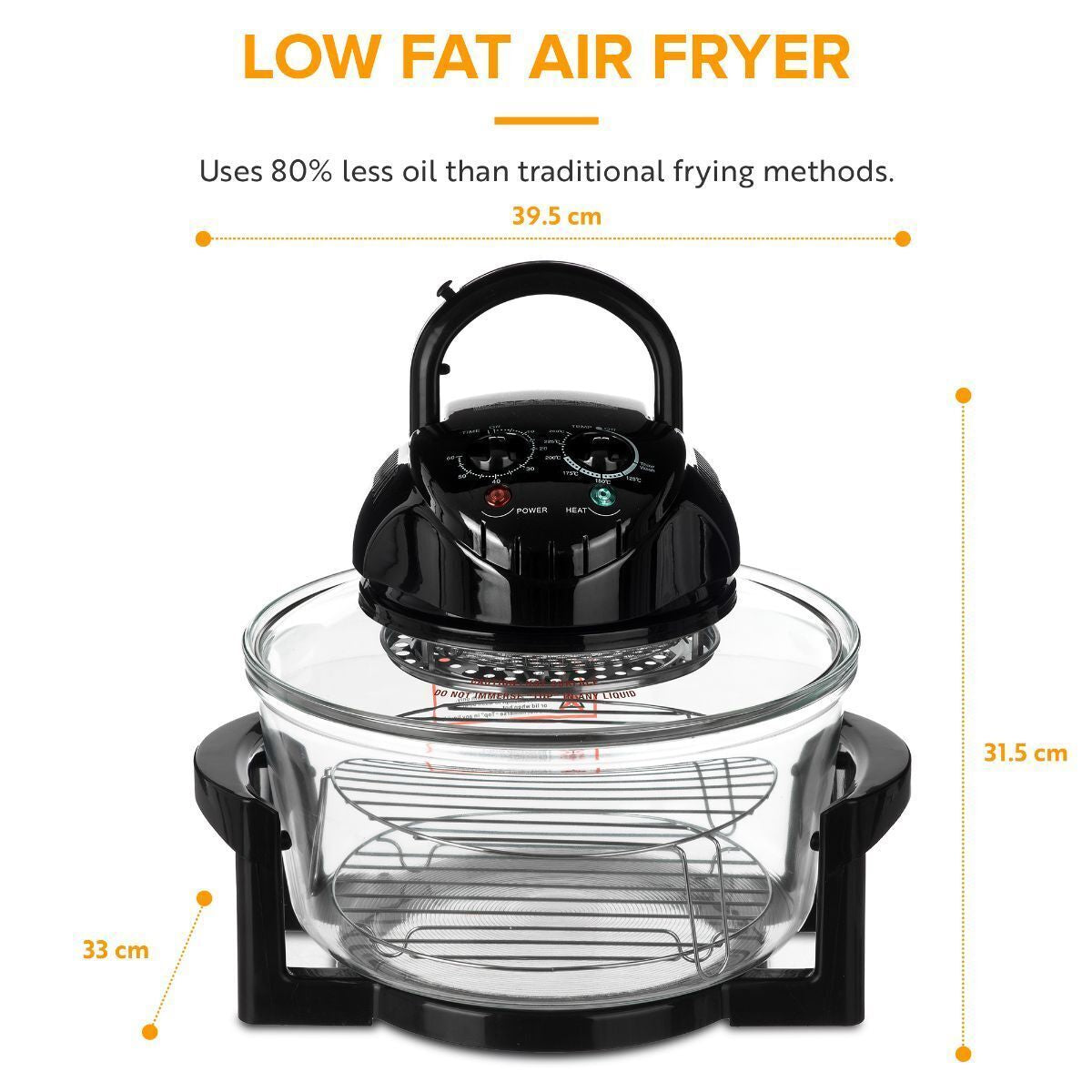 17L Halogen Air Fryer Rotary Convection Oven Multi Cooker Low Fat Health Black